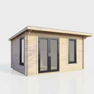 14 x 8 Power Pent Log Cabin Left Doors
