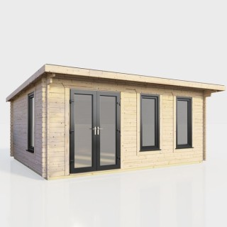 18 x 12 Power Pent Log Cabin Left Doors
