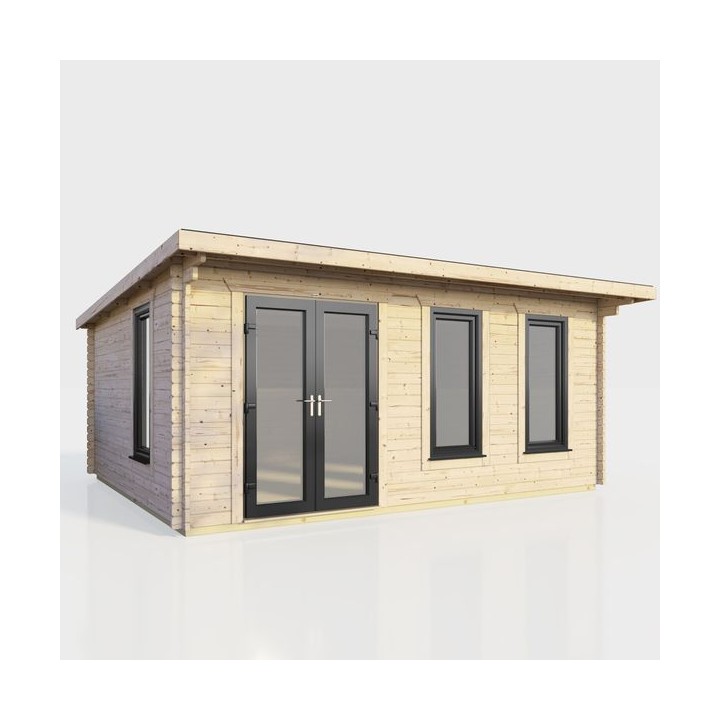 18 x 12 Power Pent Log Cabin Left Doors