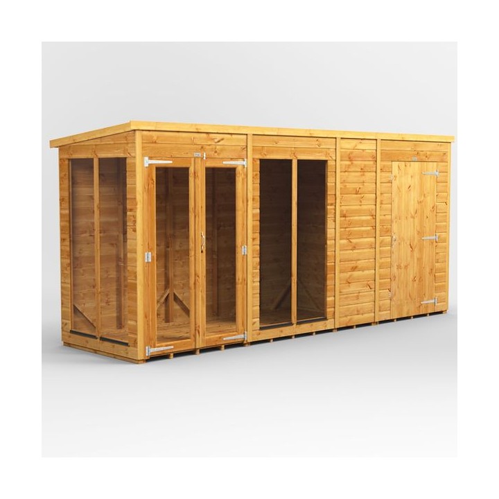 14 x 4 Power Pent Summerhouse With 4ft Side Store