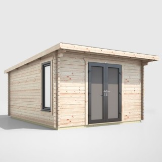 12 x 14 Power Pent Log Cabin Centre Doors