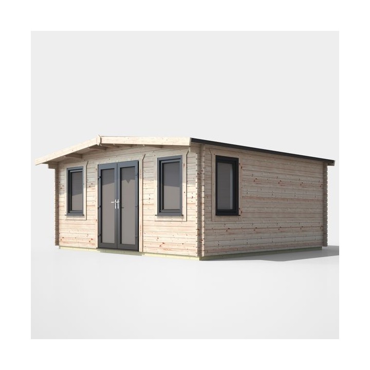 16 x 16 Power Chalet Log Cabin Centre Door
