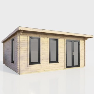 18 x 14 Power Pent Log Cabin Right Doors