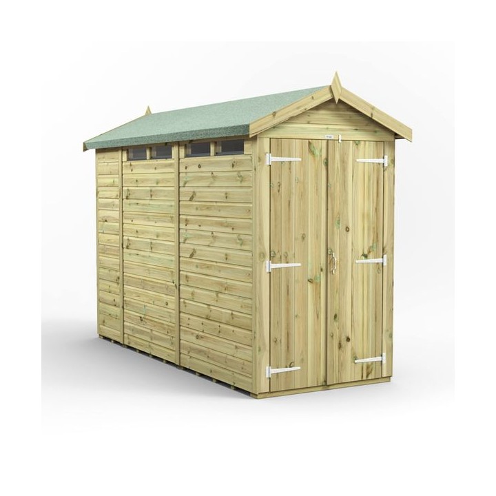10x4 Premium Powersheds Security Apex Double Doors