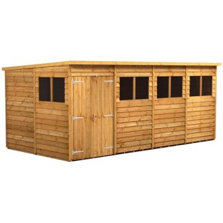 16 x 8 Power Overlap Pent Double Door Shed