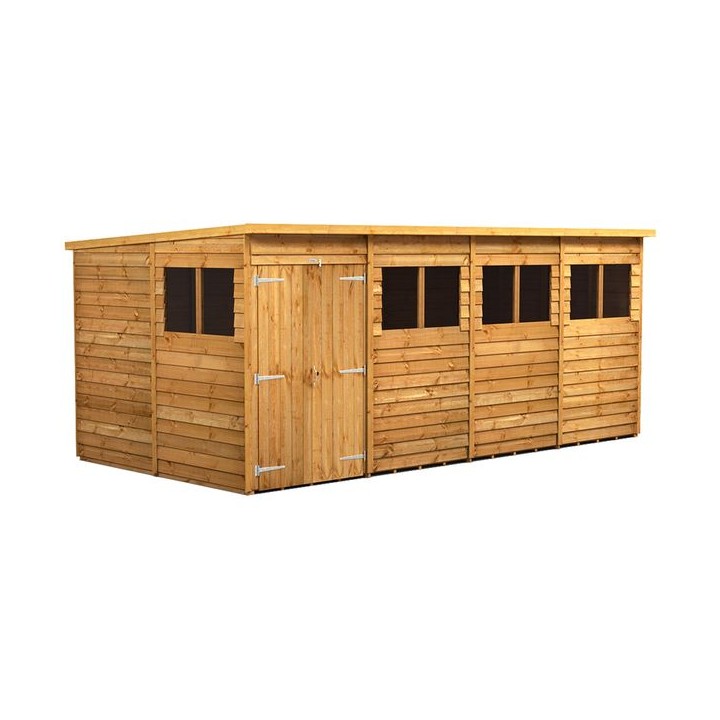 16 x 8 Power Overlap Pent Double Door Shed