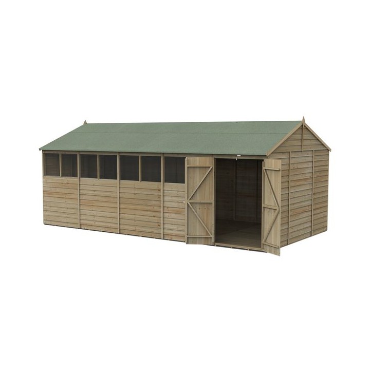 4LIFE Reverse Apex Shed 20 x 10 - Double Door - 8 Windows