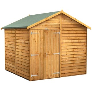 8 x 8 Power Overlap Apex Windowless Double Door Shed