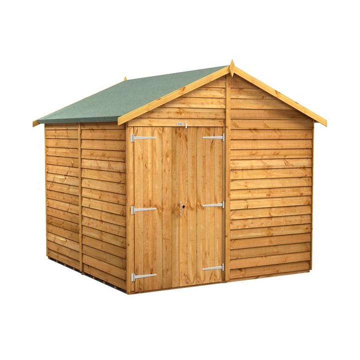 8 x 8 Power Overlap Apex Windowless Double Door Shed
