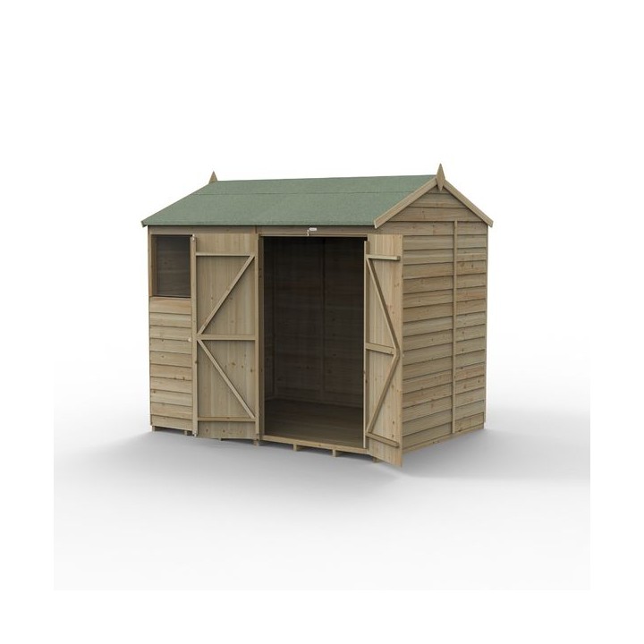 4LIFE Reverse Apex Shed 8 x 6 - Double Door - 2 Windows