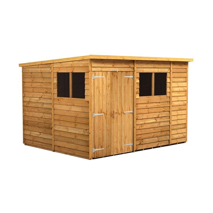 10 x 8 Power Overlap Pent Double Door Shed