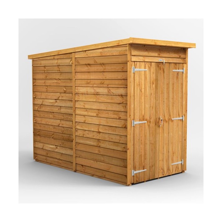 4 x 8 Power Overlap Pent Windowless Double Door Shed