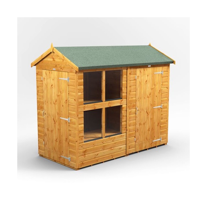 8 x 4 Power Apex Potting Shed With 4ft Side Store