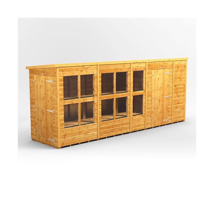 16 x 4 Power Pent Potting Shed With 6ft Side Store