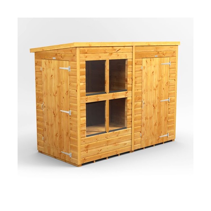 8 x 4 Power Pent Potting Shed With 4ft Side Store