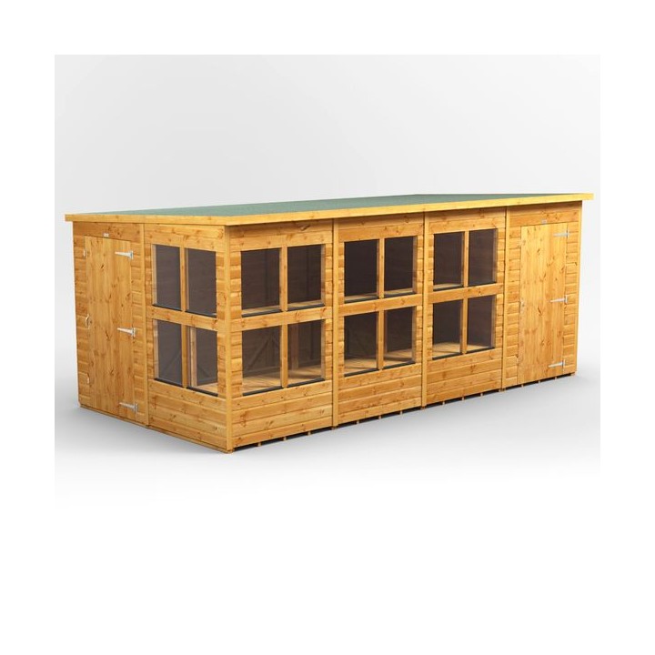 16 x 8 Power Pent Potting Shed With 4ft Side Store