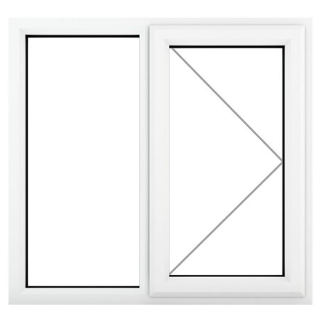 Crystal White Upvc Casement Clear Window 2P Right Hand Opening 905 mm x 965 mm