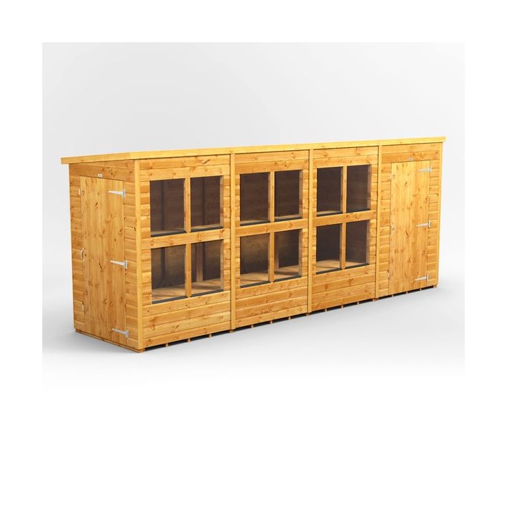 16 x 4 Power Pent Potting Shed With 4ft Side Store