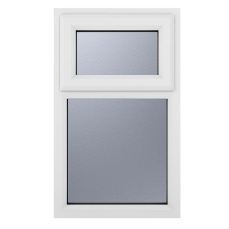 Crystal Upvc Window White A Rated Top Hung Opener Over Fixed Light 610mm x 1115mm Obscure Glazing