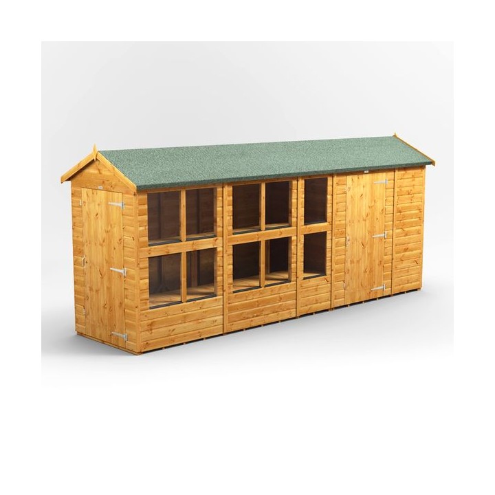 16 x 4 Power Apex Potting Shed With 6ft Side Store