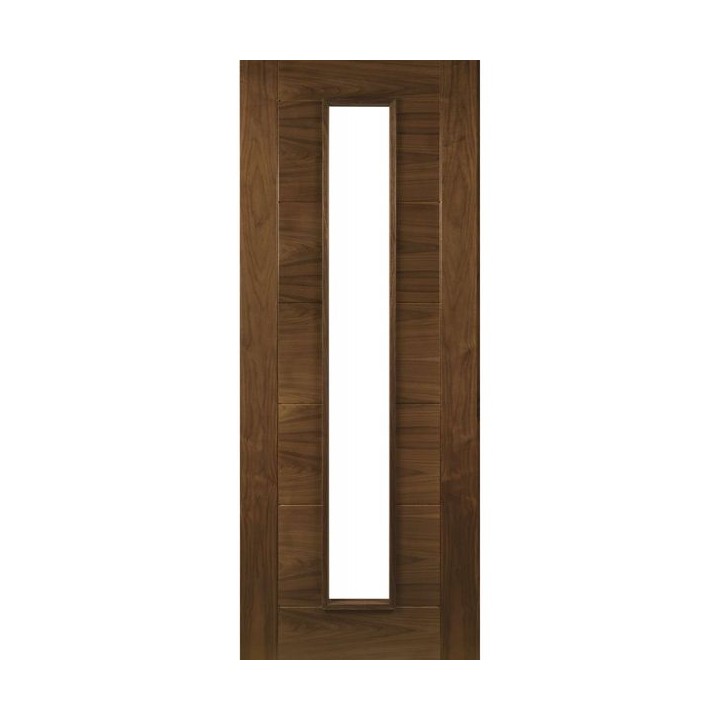 Deanta Seville Prefinished Walnut Glazed 1 Lite Fire Door 30m 1981mm x 610mm x 45mm