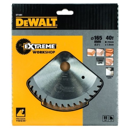 DeWalt DT1091 Qz Circular Plunge Saw Blade 165mm x 2mm 40T 20mm Bore