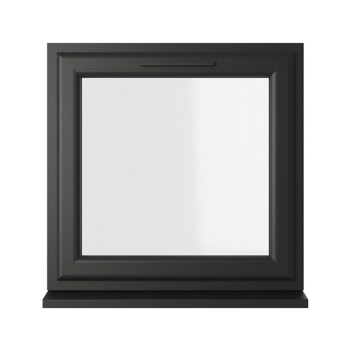 Crystal Triple Glazed uPVC Window Black/White Top Hung 820mm x 820mm Clear