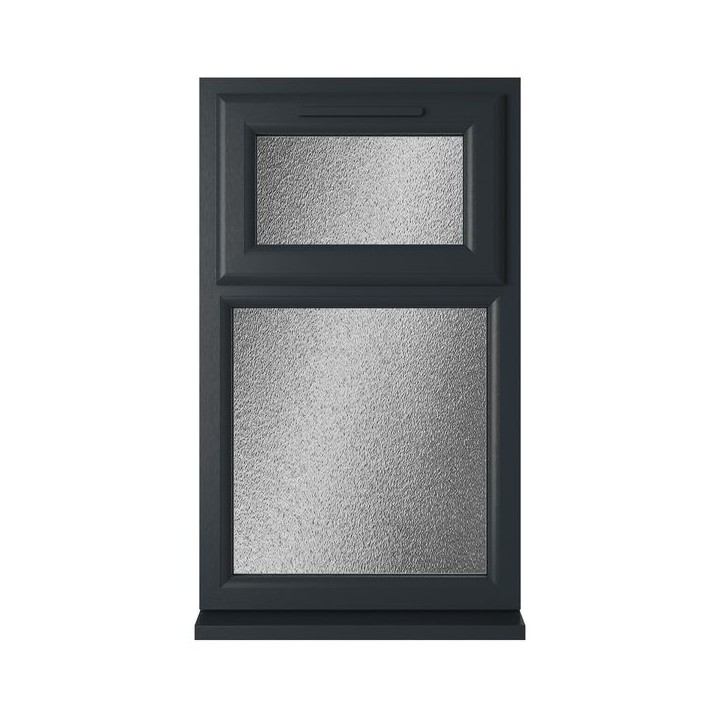 Crystal Triple Glazed uPVC Grey/White Window Top Hung 1190mm x 965mm Obscure