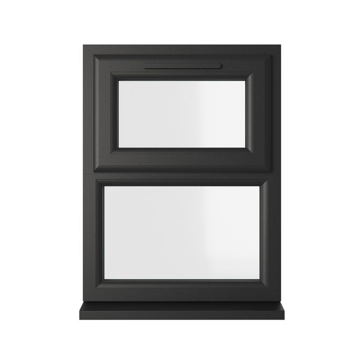 Crystal Double Glazed uPVC Window Black/White Top Hung 1040mm x 905mm Clear