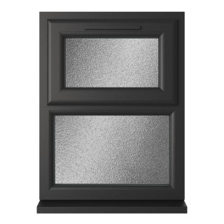 Crystal Double Glazed uPVC Window Black/White Top Hung 1190mm x 1040mm Obscure