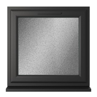 Crystal Double Glazed uPVC Window Black/White Top Opener 820mm x 820mm Obscure