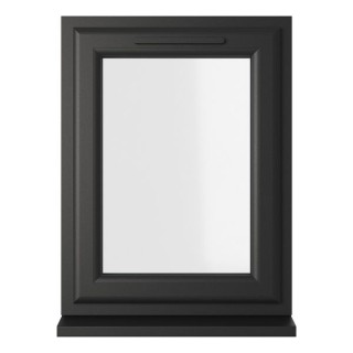 Crystal Double Glazed uPVC Window Black/White Right Hung 965mm x 610mm Clear