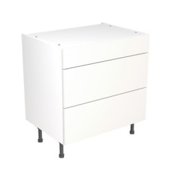 Flatpack Three Drawer Base Unit Super Gloss White Slab 800mm - FKKF0007
