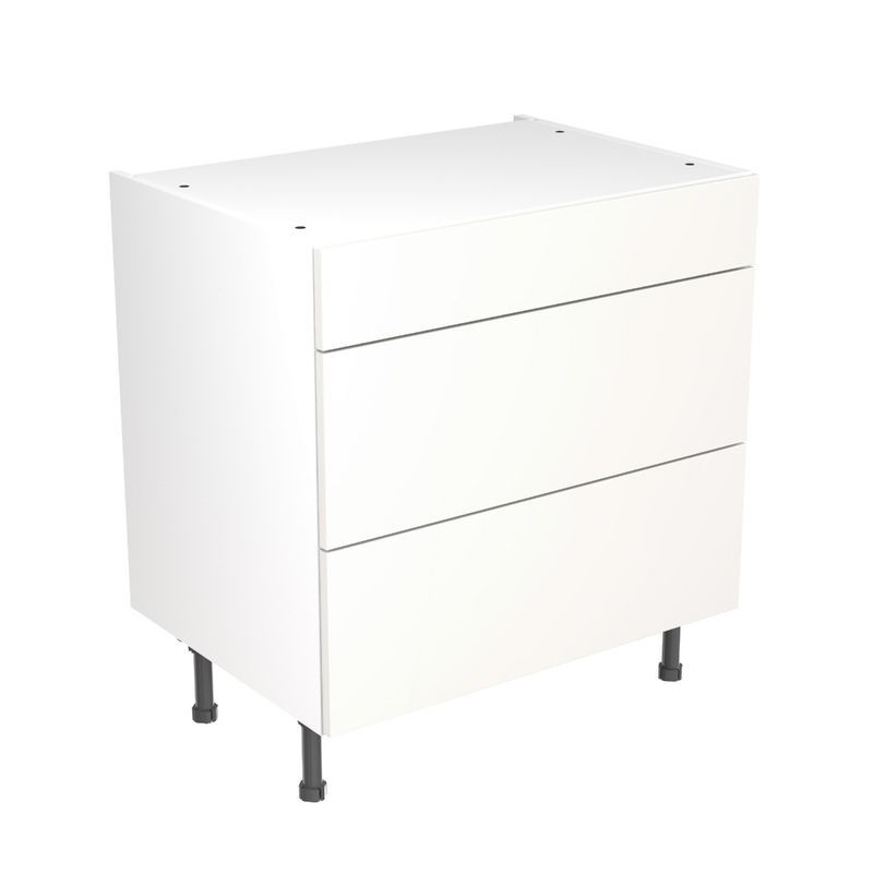 Flatpack Three Drawer Base Unit Super Gloss White Slab 800mm - FKKF0007