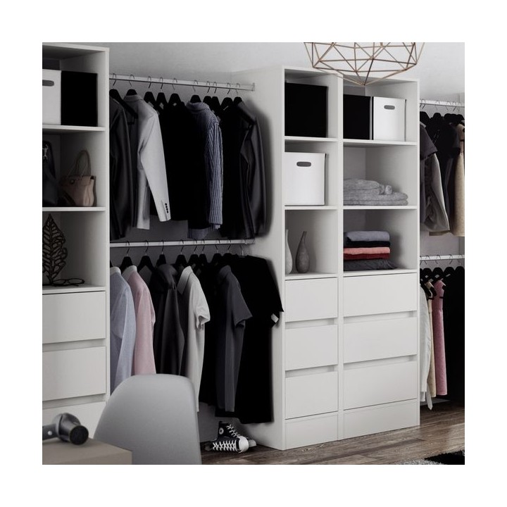 Spacepro 450mm Tower Unit with 3 Drawers and Hanger Bar White 2100 x 450 x 20mm