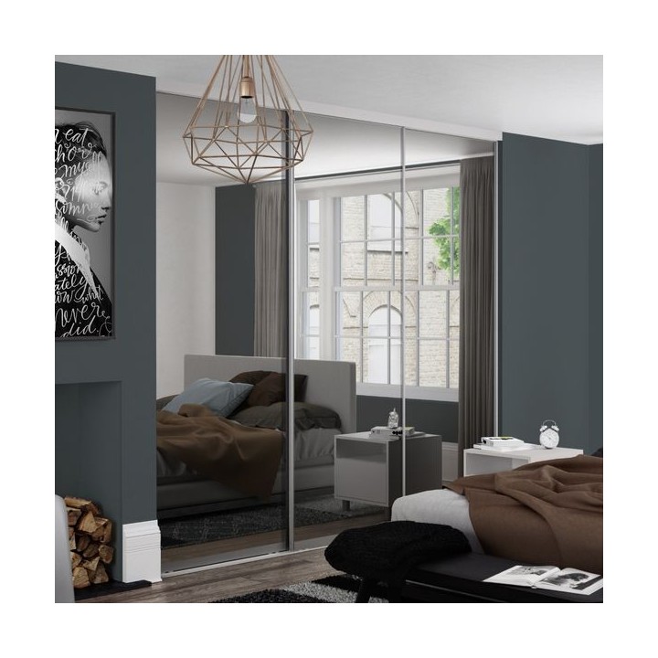 Spacepro Contour 3 x Silver Frame Mirror Sliding Doors H2260 x W1760