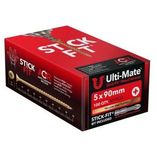 Ulti-Mate® Stick-Fit® Wood Screws 5.0 x 90mm Qty 100