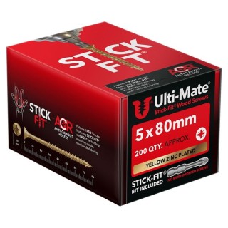 Ulti-Mate® Stick-Fit® Wood Screws 5.0 x 80mm Qty 200