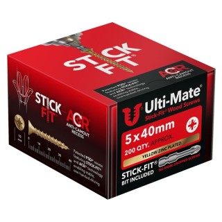 Ulti-Mate® Stick-Fit® Wood Screws 5.0 x 40mm Qty 200