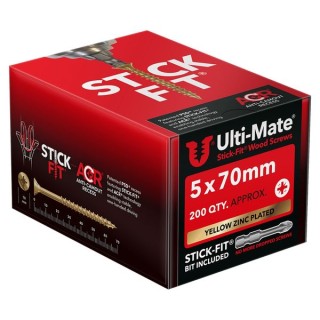 Ulti-Mate® Stick-Fit® Wood Screws  5.0 x 70mm Qty 200