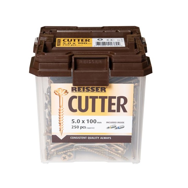 Reisser 4 x 45mm Cutter Pozi Countersunk Wood Screws Yellow Qty 1000