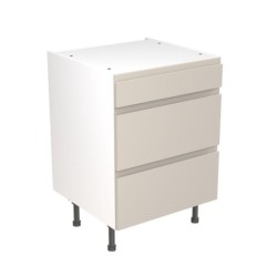 Flatpack Three Drawer Base Unit J-pull Super Gloss Light Grey 600mm - FKKJ0206
