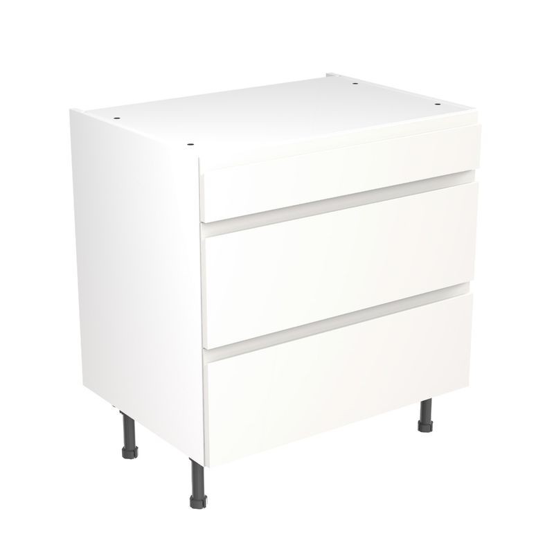 Flatpack Three Drawer Base Unit J-pull Super Gloss White 800mm - FKKJ0007