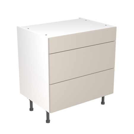 Flatpack Three Drawer Base Unit Super Gloss Light Grey Slab 800mm - FKKF0207