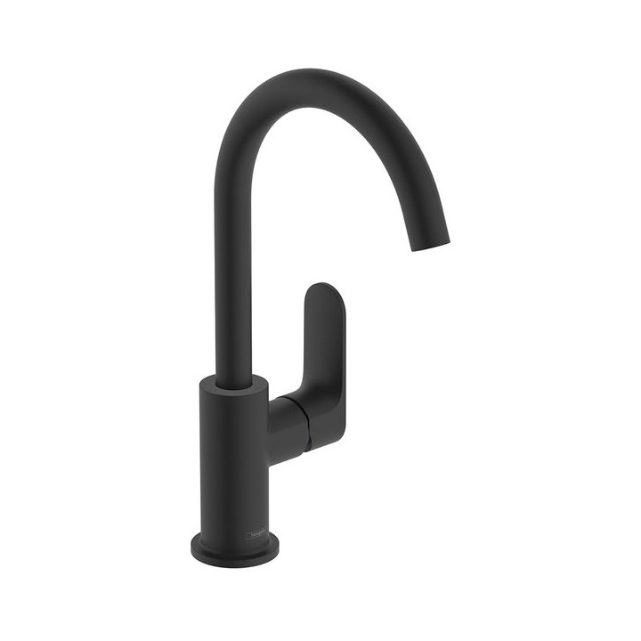 Hansgrohe Rebris S Single lever basin mixer 210 with swivel spout & pop-up waste set - Matt Black - 72536670