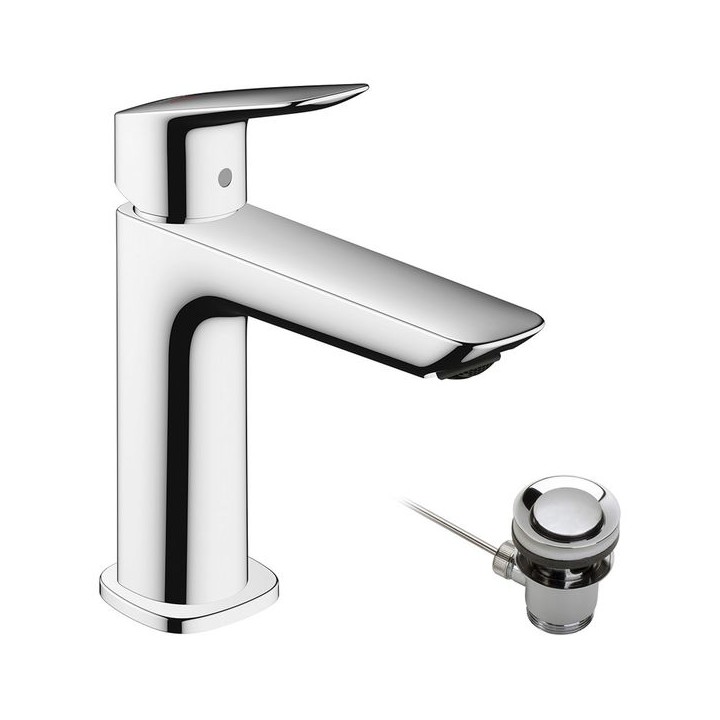 Hansgrohe Logis Single lever basin mixer 110 Fine CoolStart with pop-up waste set - Chrome - 71254000