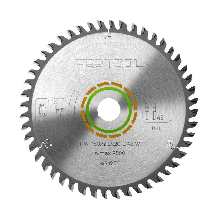 Festool 491952 TS55 48 Fine Tooth 2.2mm Saw Blade 160/20mm Diameter