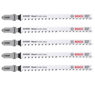Bosch EXPERT Wood 2-side clean T308BP - 5 Jigsaw Blades