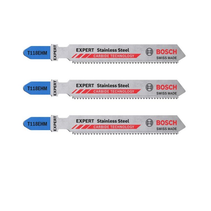 Bosch EXPERT Stainless Steel T118EHM - 3 Jigsaw Blades