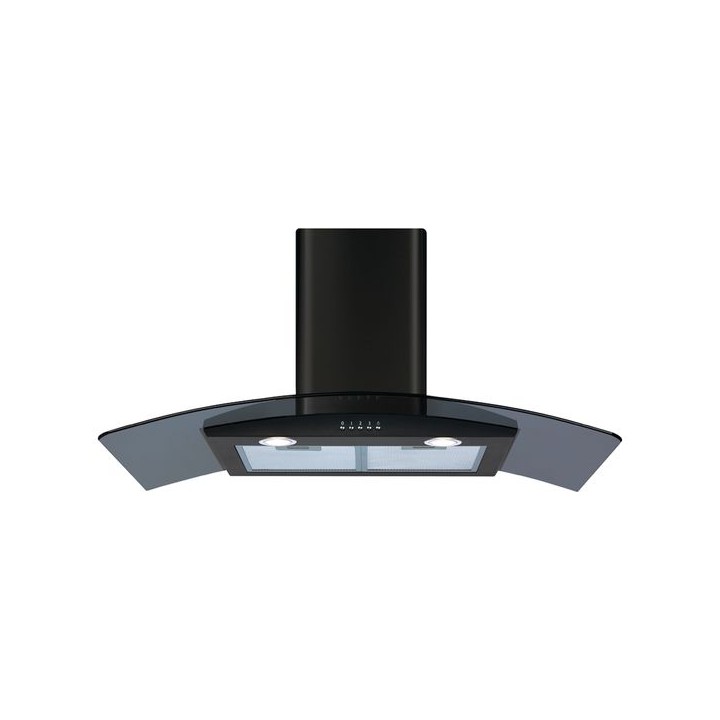 CDA ECP92BL 90cm Curved Glass Cooker Hood Black